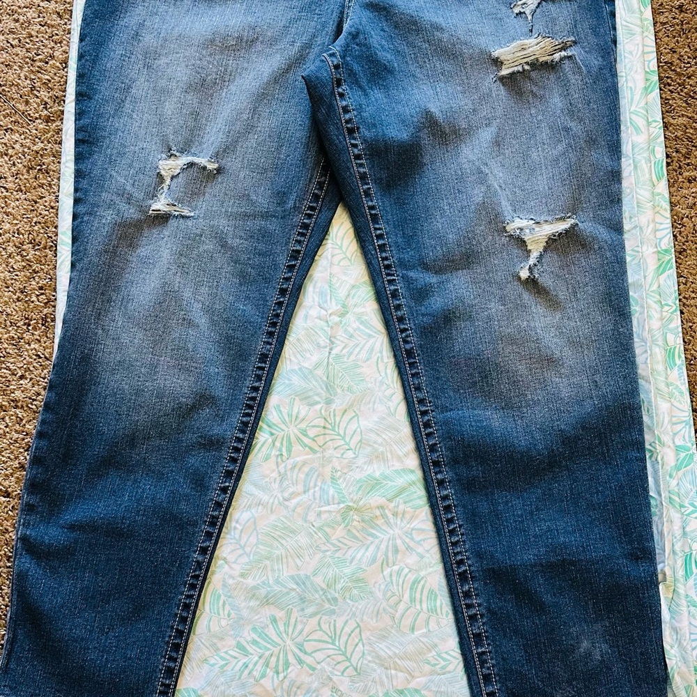 Lane Bryant Blue Boyfriend Jeans with Distressed Details